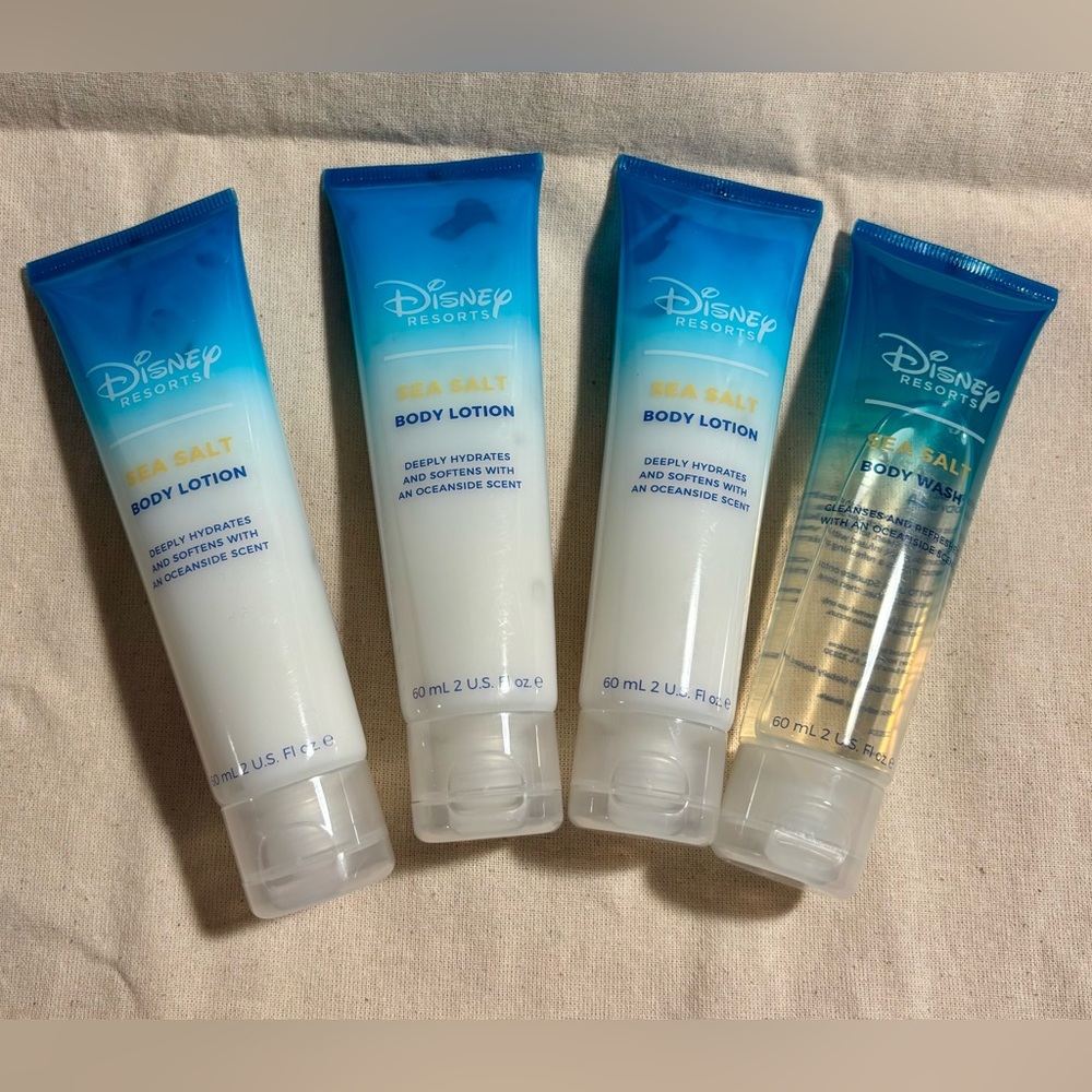 Disney Lot of 4 Disney Resorts Toiletries 3 Body lotion, 1 Body Wash